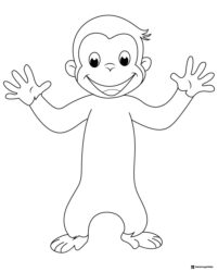 Curious George Coloring Sheet Waving Hands