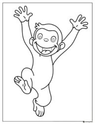 Curious George Jumping with Arms Up Coloring Page