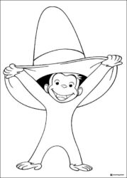 Curious George Playing with Hat Coloring Page