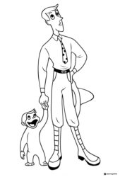 Curious George and Man with the Yellow Hat coloring page