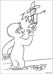 Curious George coloring page drawing the Man