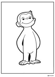 Curious George coloring sheet smiling