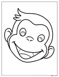 Curious George face smiling coloring page