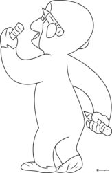 Curious George holding crayons coloring page