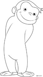 Curious George looking back smiling coloring page