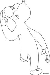 Curious George pointing up coloring page