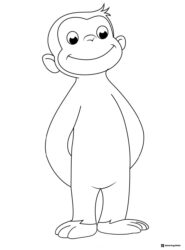 Curious George standing smiling coloring sheet