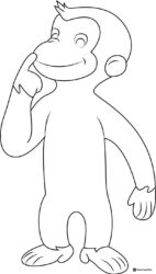 Curious George thinking coloring sheet