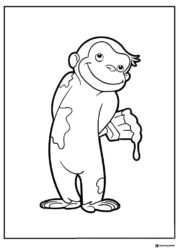 Curious George with melting ice cream coloring page
