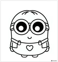 Cute Minion Coloring Page with Heart