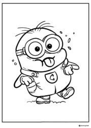 Cute Minion drooling and pointing coloring page
