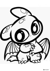Cute Night Light baby dragon coloring page