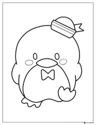 Cute Penguin with Sailor Hat Coloring Sheet 1
