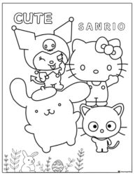 Cute Sanrio Characters Easter Coloring Page