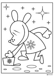 Cute dog with a basket coloring page