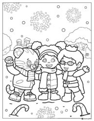 Daniel Tiger and friends in winter coloring page