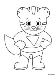 Daniel Tiger dressed as a superhero coloring page