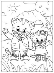 Daniel and Margaret Coloring Page holding hands outdoors