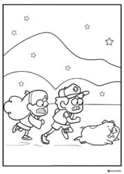 Dipper Mabel Waddles Running Coloring Page