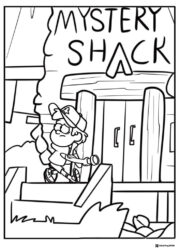 Dipper Pines Coloring Sheet with Mystery Shack