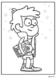 Dipper Pines coloring page holding a journal