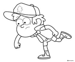 Dipper Pines coloring page in a running pose