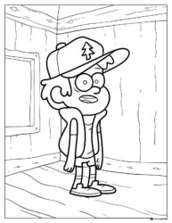 Dipper Pines coloring page standing in a room