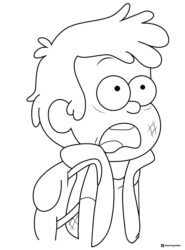 Dipper Pines coloring sheet looking scared