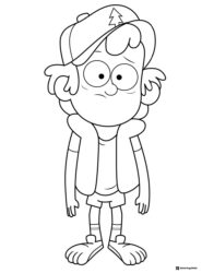 Dipper Pines coloring sheet looking unsure