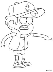 Dipper Pines coloring sheet pointing forward