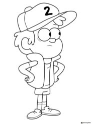 Dipper Pines standing with hands on hips coloring sheet