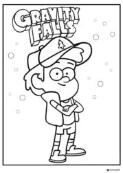 Dipper Pines with crossed arms coloring page