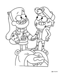 Dipper and Mabel Coloring Page on Bears