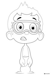 Disappointed Goby Bubble Guppy wearing swim goggles