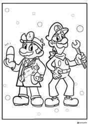 Doctor Mario and Builder Luigi coloring page