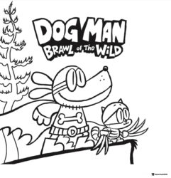 Dog Man and Cat Kid in the wild coloring page