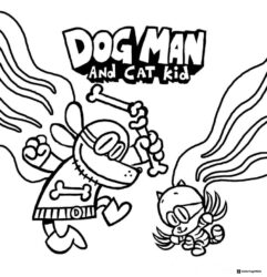 Dog Man and Cat Kid superhero coloring page