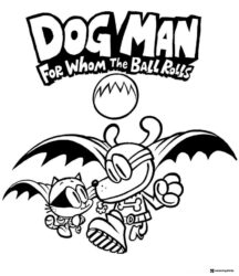 Dog Man and Cat Kid with wings coloring page