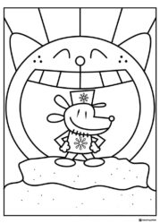 Dog Man in a cats mouth coloring page