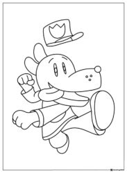 Dog Man kicking with hat off coloring page