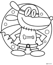 Dog Man superhero emblem coloring page