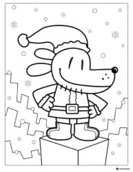 Dog Man wearing Santa hat coloring page