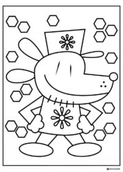 Dog Man with flower emblems coloring page