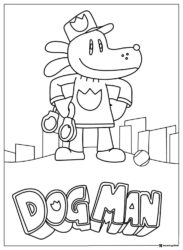 Dog Man with handcuffs and ball coloring page