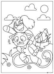 Dogday riding on scared Catnaps back Coloring Page 1