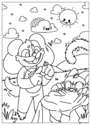 Dogday with a ladybug Catnap hiding sunny Coloring Page 1