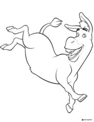 Donkey jumping with big smile coloring page