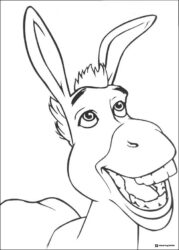 Donkey smiling close up coloring page