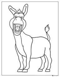 Donkey with wide open mouth coloring page