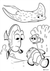 Dory Nemo Marlin and Ray coloring sheet